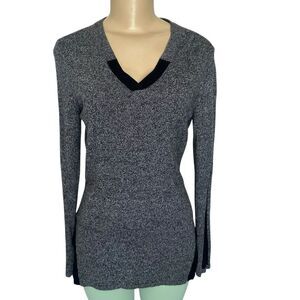 Smartwool Womens Shadow Pine Tunic Sweater V-neck Black/Gray Marled small EUC